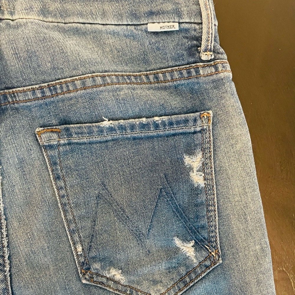 MOTHER Light Blue Distressed Jeans Size 26